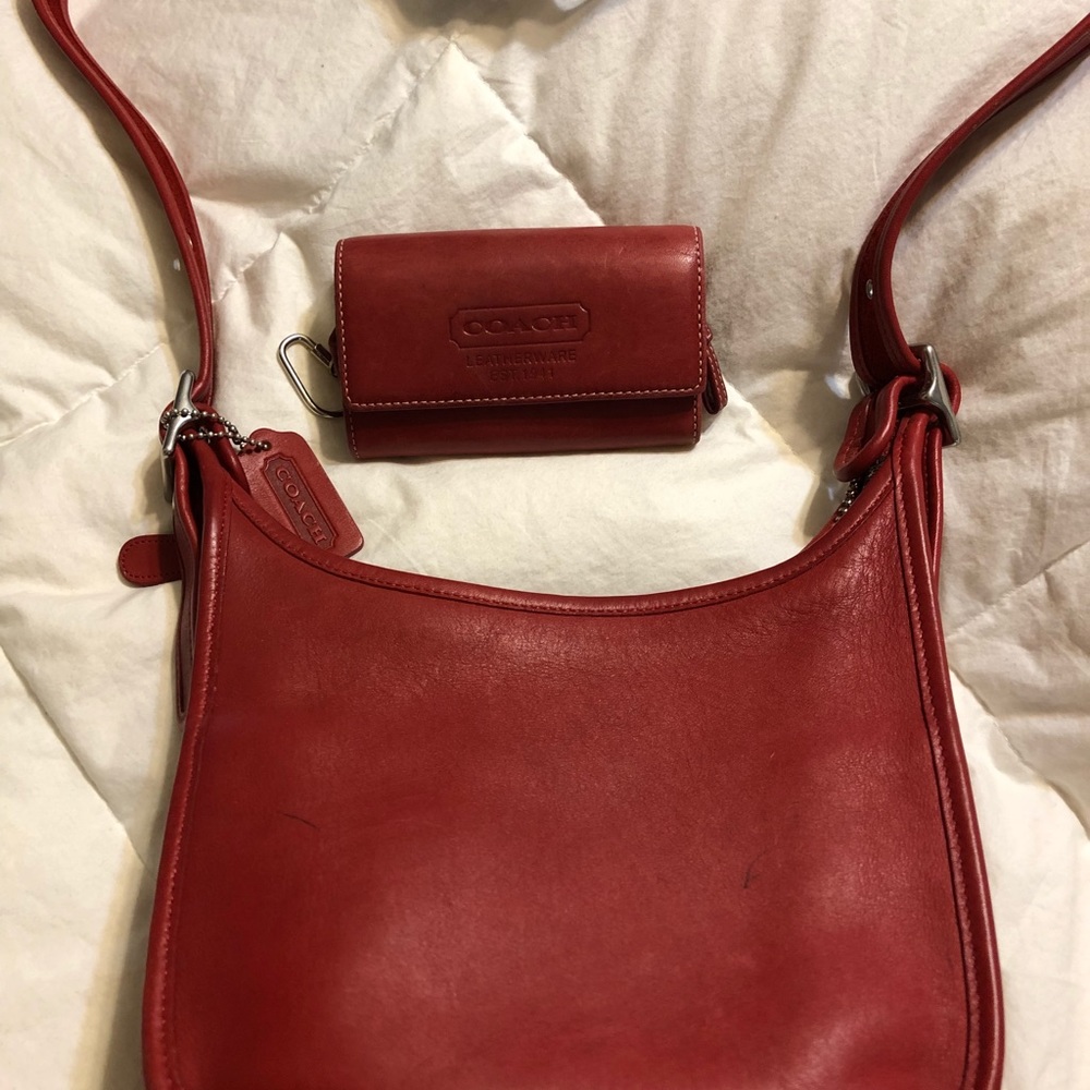 Red Coach purse with the red matching wallet